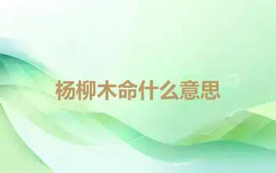 楊柳木命意思|杨柳木命代表什么意思